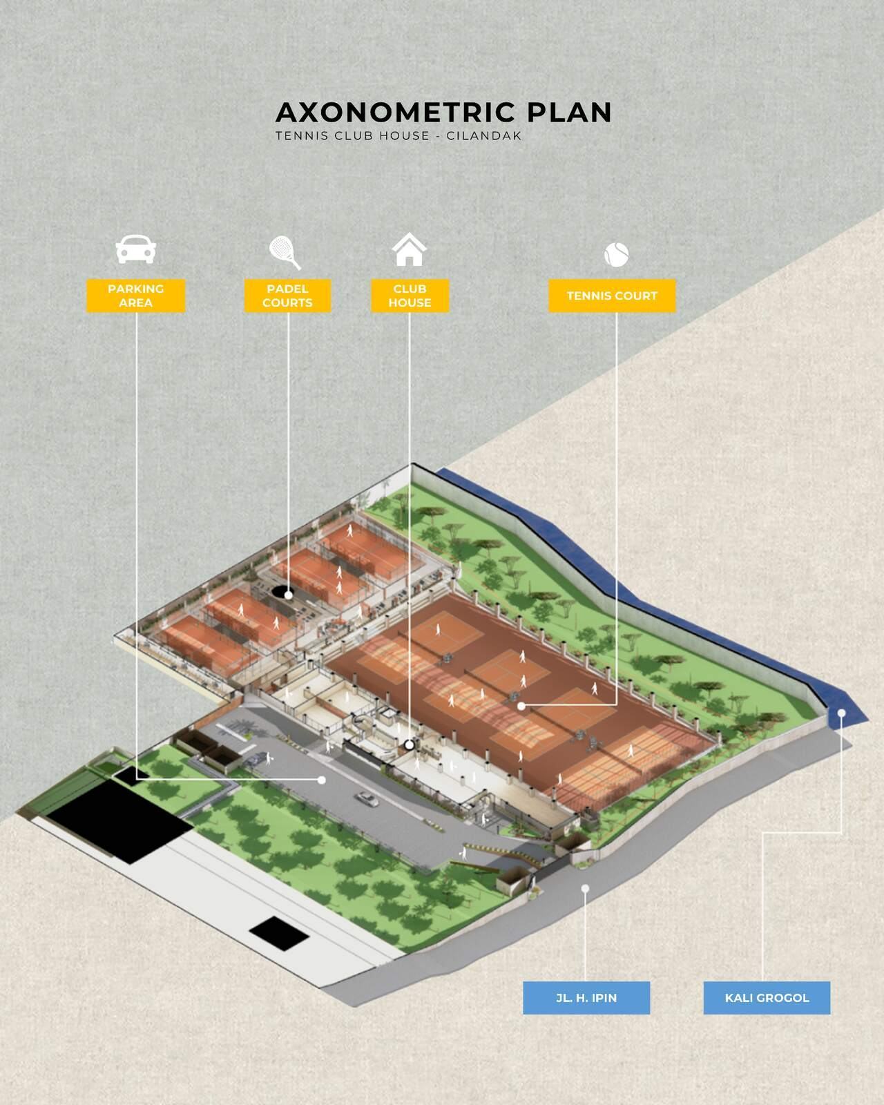 The Serve Club axonometric study